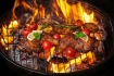 Chicken Legs on the Flaming Grill With Grilled Vegetables 